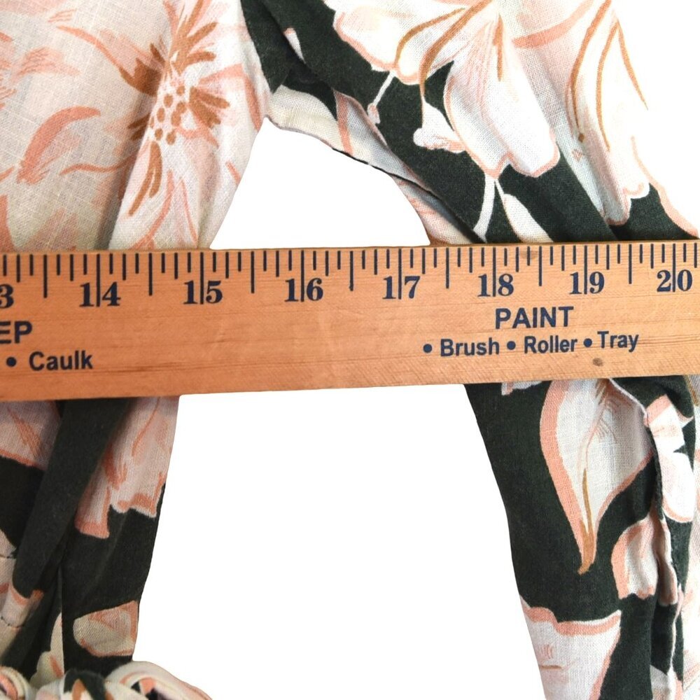 MNG Mango Linen Blend Wrap Dress M Floral Romantic Resortwear - Picture 8 of 10